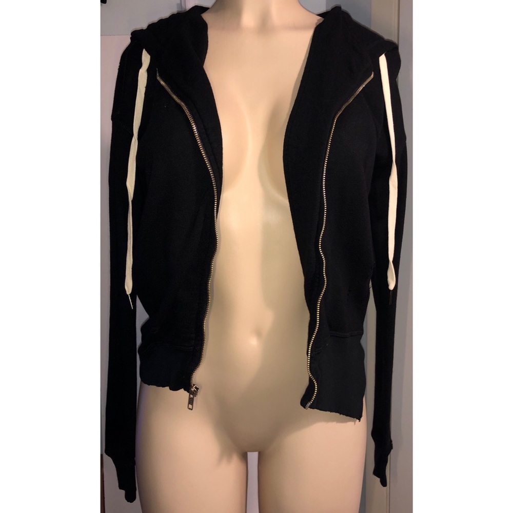 ➡️N: Philanthropy black cat zip up hoodie XS NWT - Picture 2 of 8